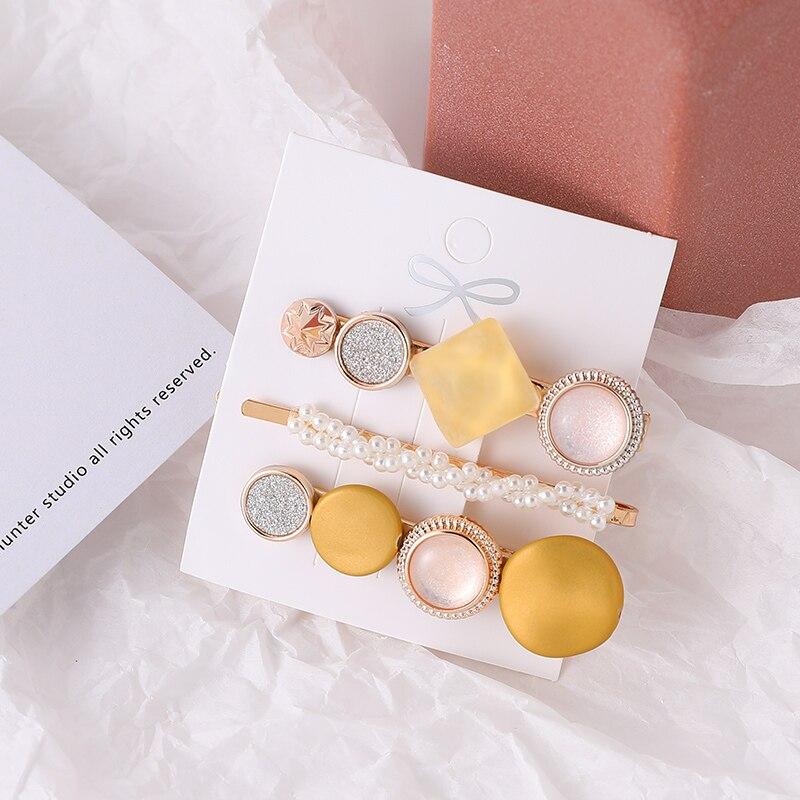 Lot Barrettes Précieuses Jaunes - Set Bijoux Cheveux Dorés Luxe