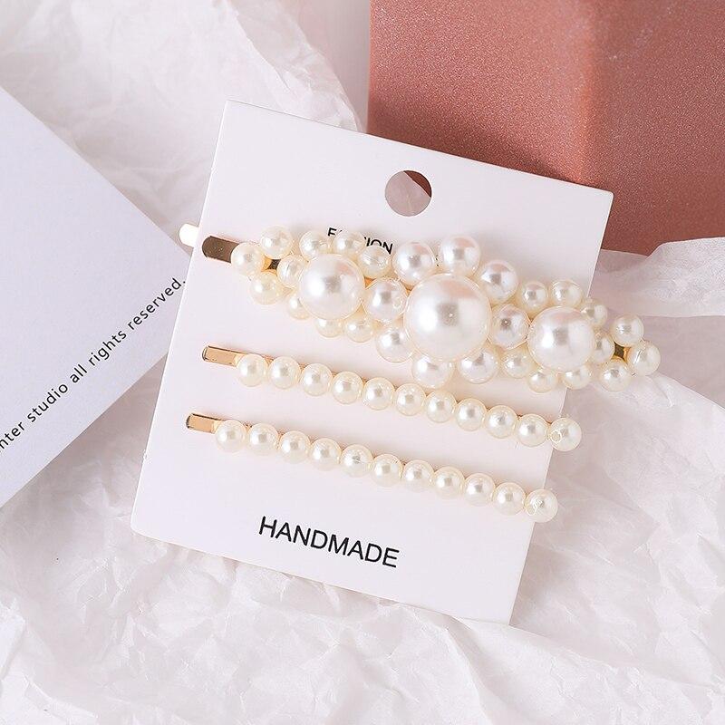 Lot Barrettes Perles Fantaisies - Accessoire Cheveux Décoratif Femme