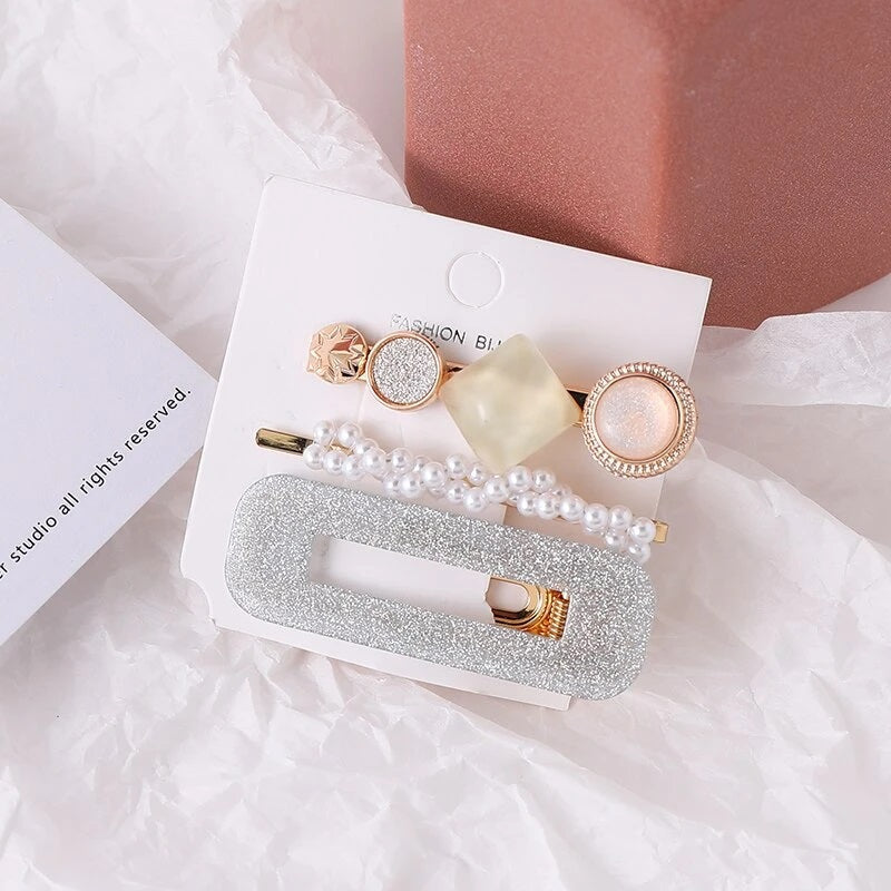 Trio Barrettes Bijoux Chics - Set Accessoires Cheveux Précieux