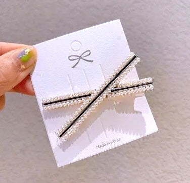Barrette Lignes Perles Croisées - Bijou Cheveux Sophistiqué