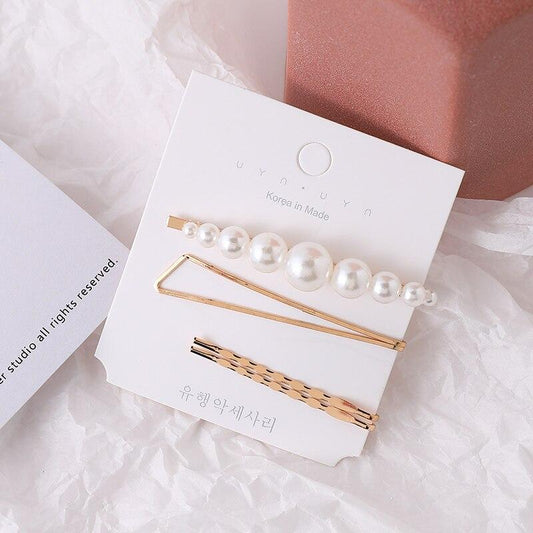 Lot Barrettes Or et Perles - Accessoire Cheveux Luxe Femme