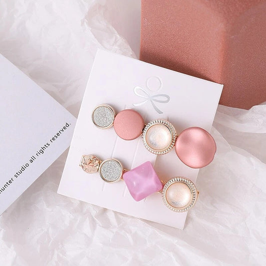 Duo Barrettes Bijoux Rose - Accessoires Cheveux Élégants