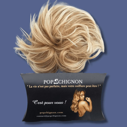 Chouchou chignon faux cheveux | Faux Chignon avec mèches blondes