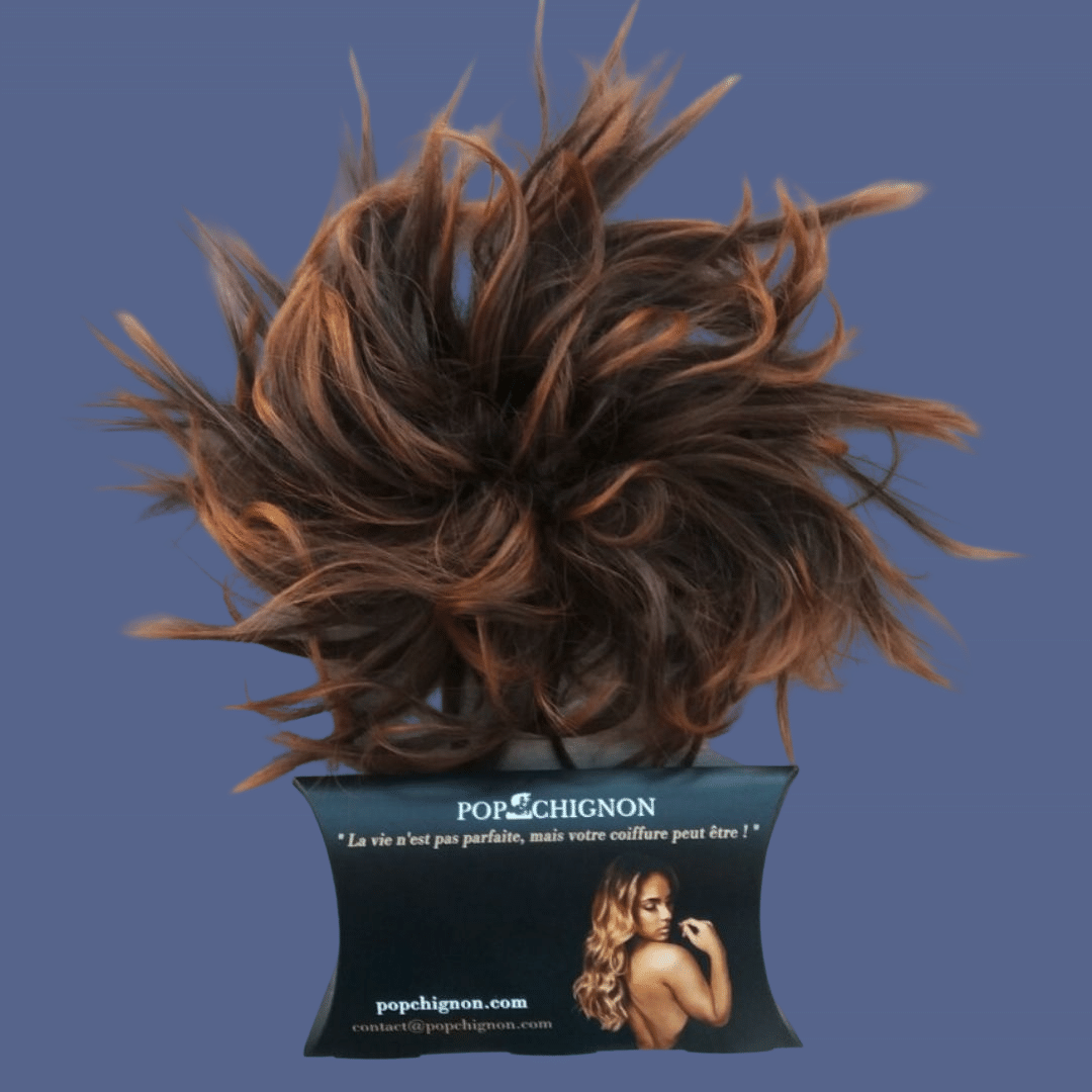 Faux chignon décoiffé chatain