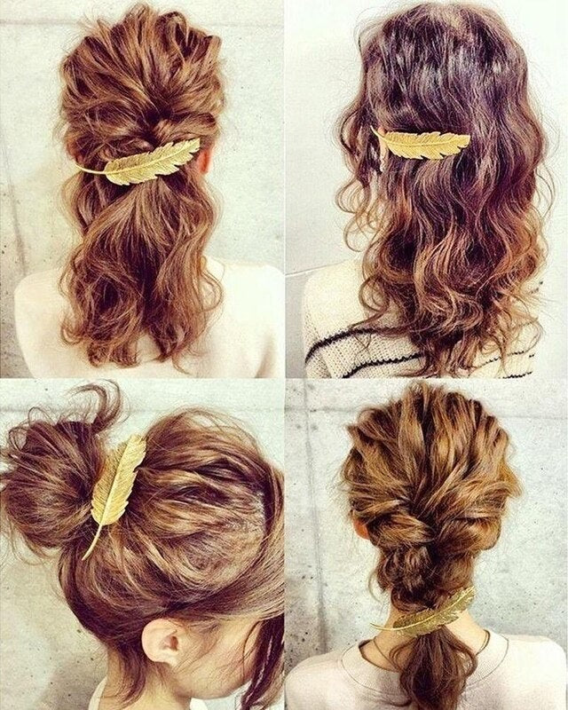 Barrette Dorée Plume