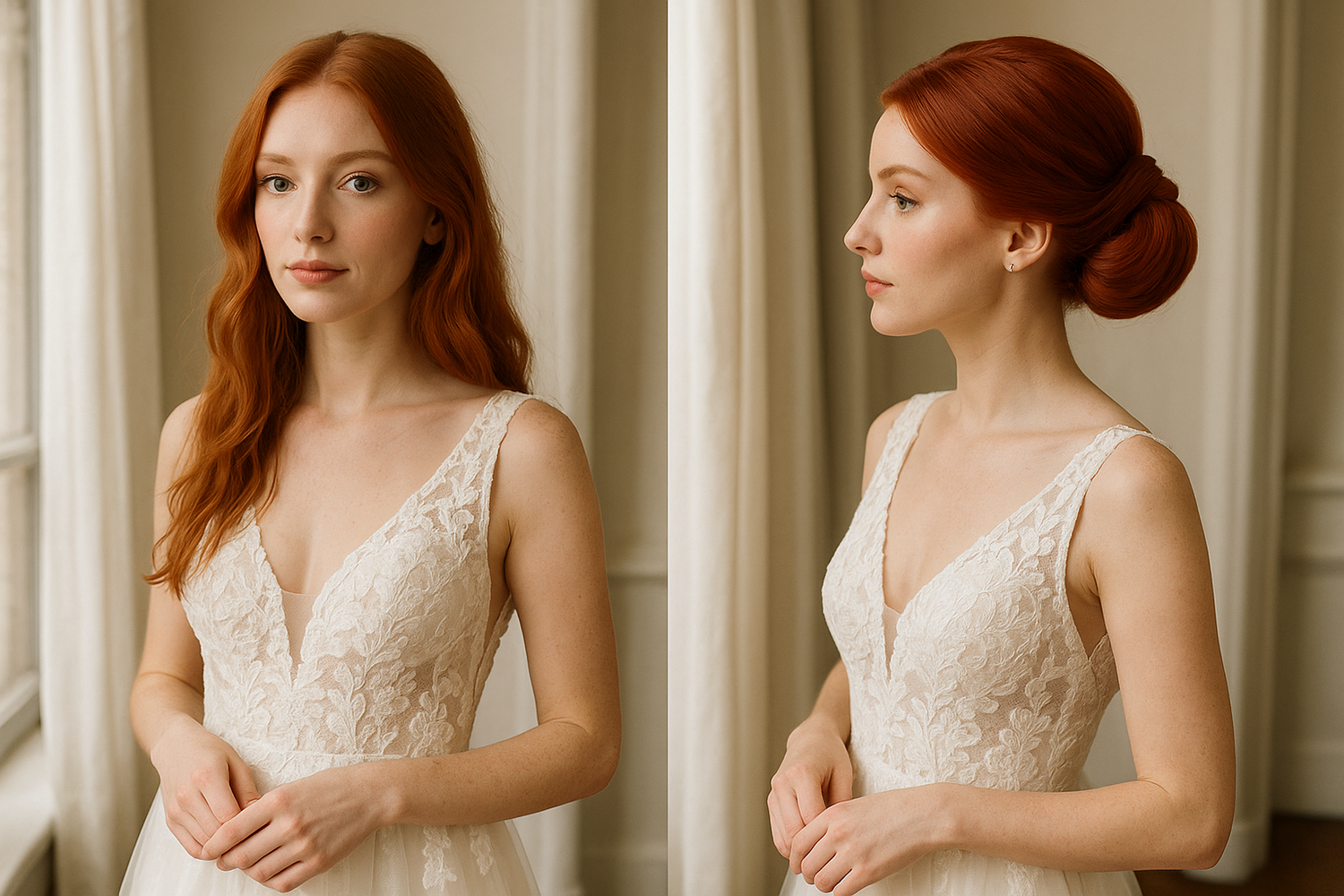 Image 2: Lifestyle - Mariée rousse avec coiffure passionnée