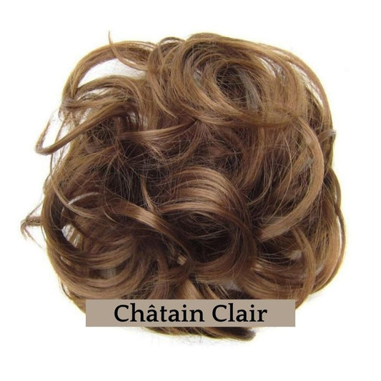 Chouchou Faux Cheveux Chignon châtain 