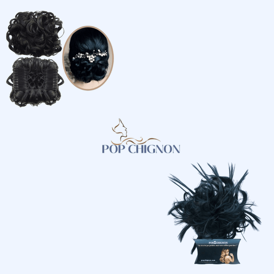 Postiche Chignon Mariage Cheveux Noir | Pop Chignon