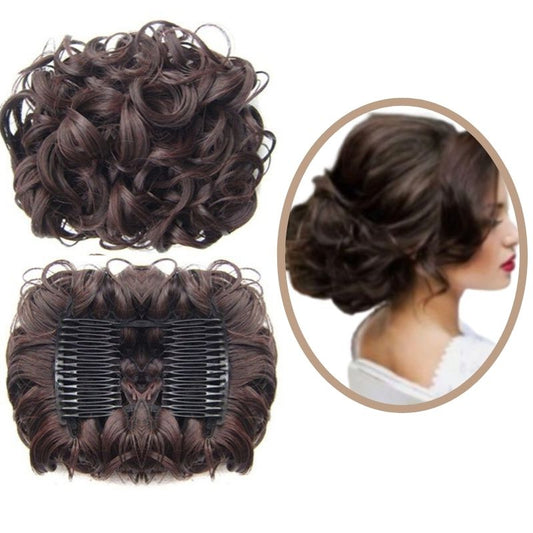 Postiche Chignon Bouclé Brun Foncé | Pop Chignon