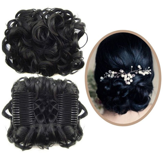 Postiche Cheveux Noir pour Chignon de Mariage | Pop Chignon