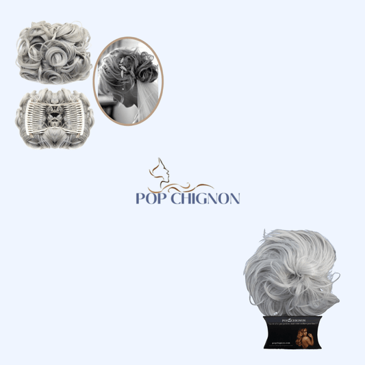Extension Chignon Mariage Gris | Pop Chignon