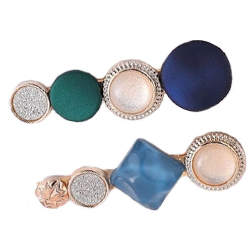 Duo Barrettes Bijoux Bleu - Accessoire Cheveux Élégant Femme