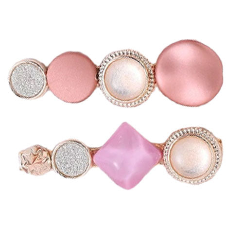 Duo Barrettes Bijoux Rose - Accessoires Cheveux Élégants