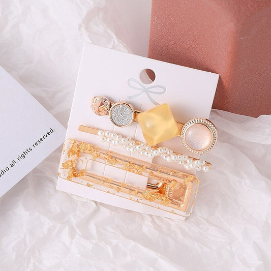 Barrettes Bijoux Jaune Doré - Accessoires Cheveux Lumineux