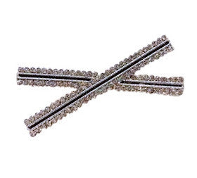 Barrette Lignes Strass Croisées - Bijou Cheveux Éblouissant