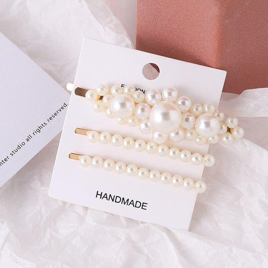 Lot Barrettes Perles Fantaisies - Accessoire Cheveux Décoratif Femme