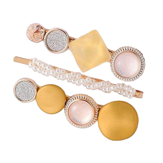 Lot Barrettes Précieuses Jaunes - Set Bijoux Cheveux Dorés Luxe