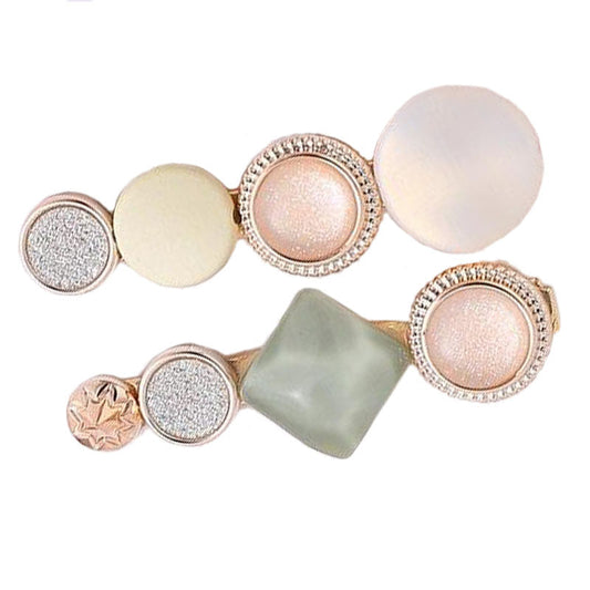 Lot Barrettes Vertes Pastels - Accessoire Cheveux Nature Femme