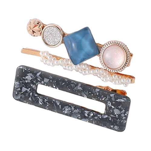 Lot Barrettes Bijoux Arty Gris - Set Accessoires Cheveux Moderne
