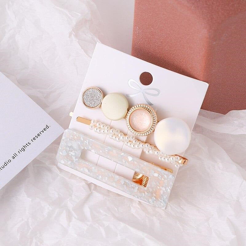 Lot Barrettes Fantaisie Blanches - Set Accessoires Cheveux Chic
