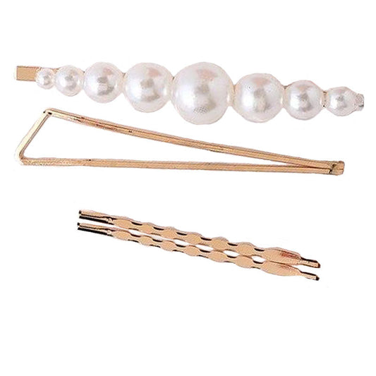 Lot Barrettes Or et Perles - Accessoire Cheveux Luxe Femme