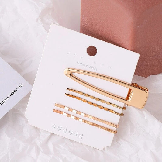 Lot Barrettes Simples Dorées - Accessoire Cheveux Minimaliste Femme