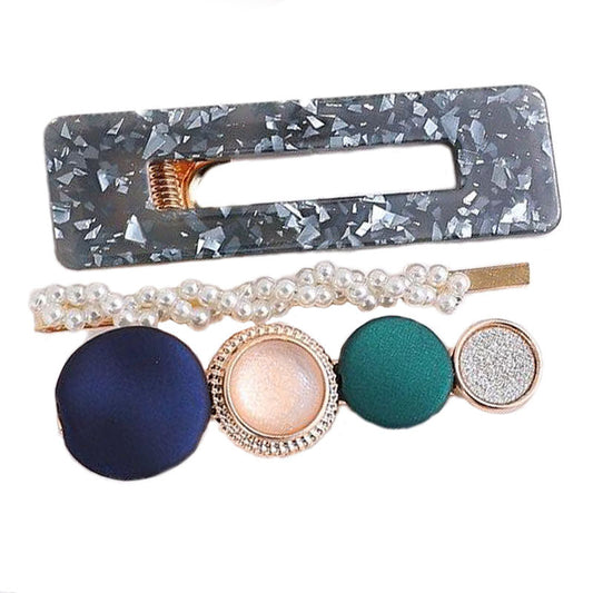 Lot Barrettes Fantaisie Bleue - Accessoire Cheveux Femme Tendance