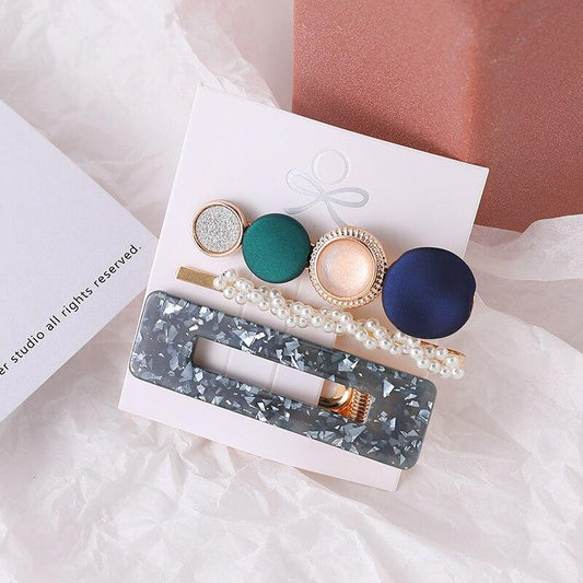 Lot Barrettes Fantaisie Bleue - Accessoire Cheveux Femme Tendance