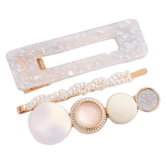 Lot Barrettes Fantaisie Blanches - Set Accessoires Cheveux Chic