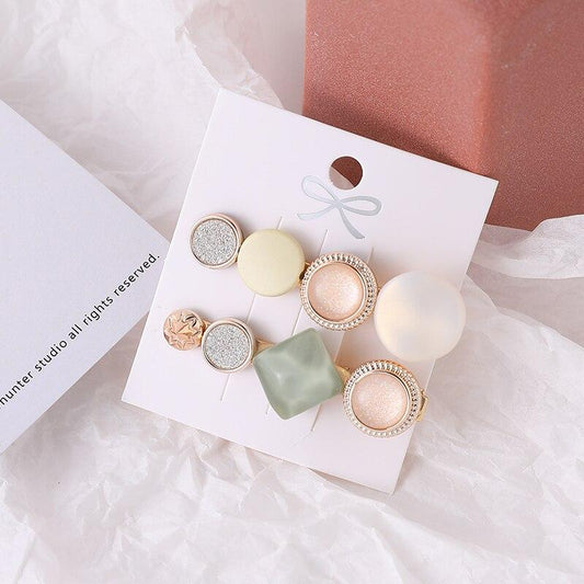 Lot Barrettes Vertes Pastels - Accessoire Cheveux Nature Femme