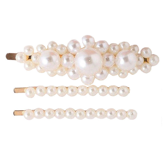 Lot Barrettes Perles Fantaisies - Accessoire Cheveux Décoratif Femme