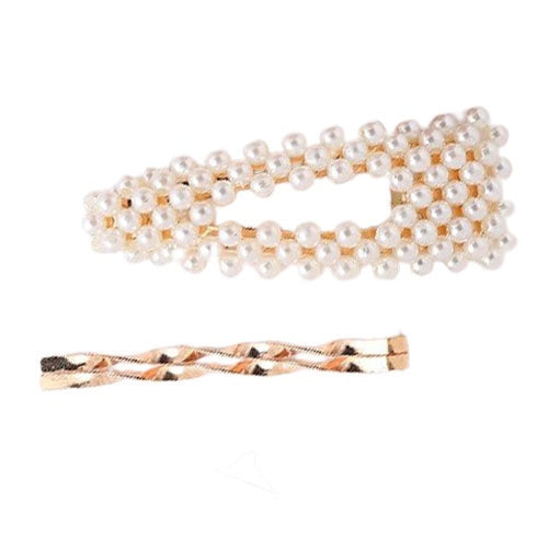 Lot Barrettes Perles et Dorure Fine - Bijoux Cheveux Précieux