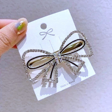 Barrette Nœud Strass Brillant - Bijou Cheveux Féminin Chic